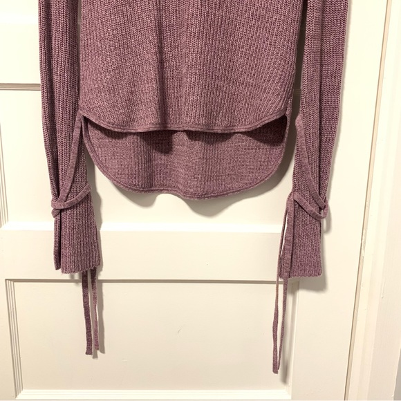 Express Cold Shoulder V-neck Bell Sleeve Sweater, Size XS, Color Purple - Picture 5 of 14